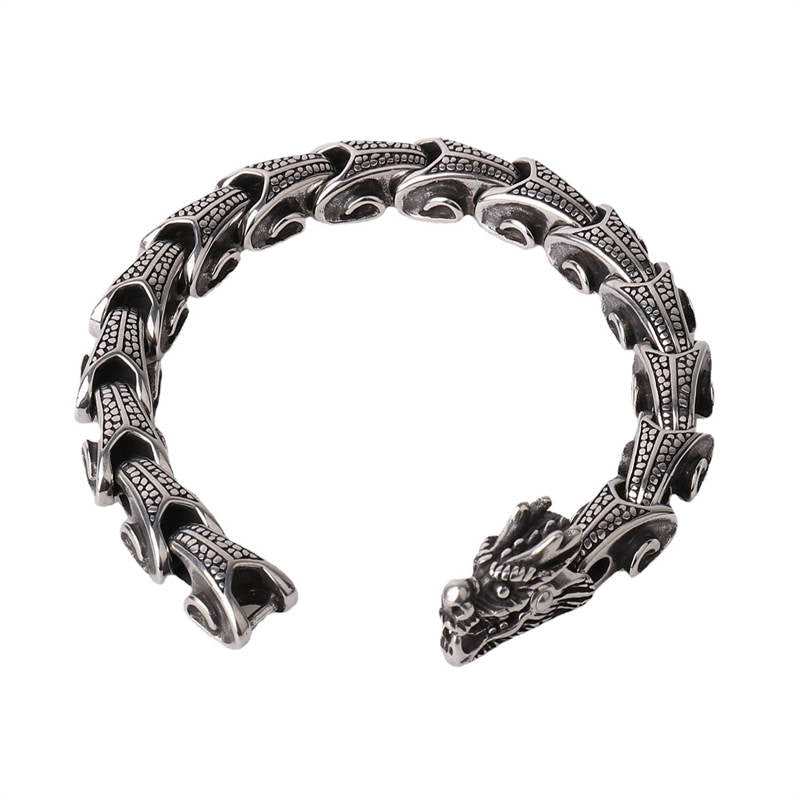 Stone of buddha Dragon Titanium Steel Luck Bracelet Bangle