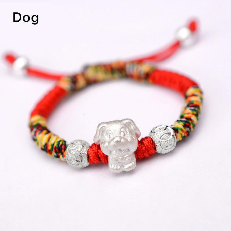 Stone of buddha 999 Sterling Silver Chinese Zodiac Red Rope Luck Handcrafted Kids Bracelet