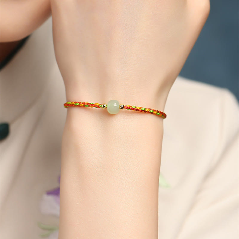 Stone of buddha Colorful Rope Luck Jade Bead Abundance Bracelet