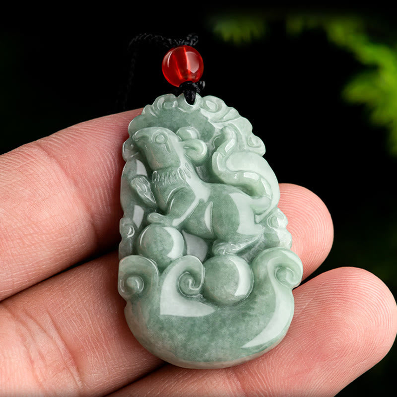 Stone of buddha Natural Green Jade 12 Chinese Zodiac Luck Prosperity Necklace Pendant