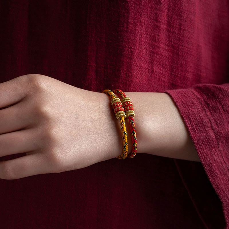 Stone of buddha Tibet Handmade Chinese Zodiac Natal Buddha Luck Strength Braided String Bracelet