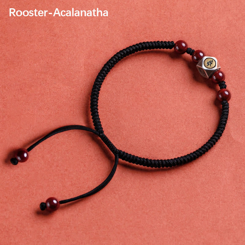 Stone of buddha 925 Sterling Silver Chinese Zodiac Natal Buddha Cinnabar Calm Bracelet