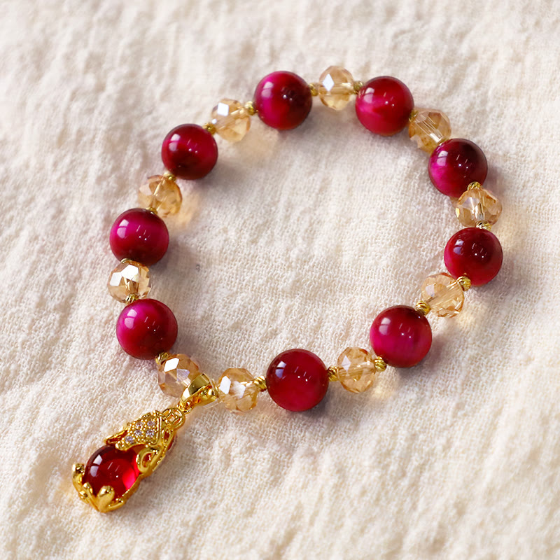 Stone of buddha Red Tiger Eye PiXiu Fox Protection Self Confidence Bracelet