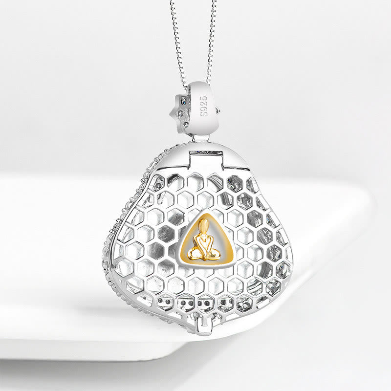 Stone of buddha 925 Sterling Silver Laughing Buddha Natural Jade Luck Abundance Chain Necklace Pendant