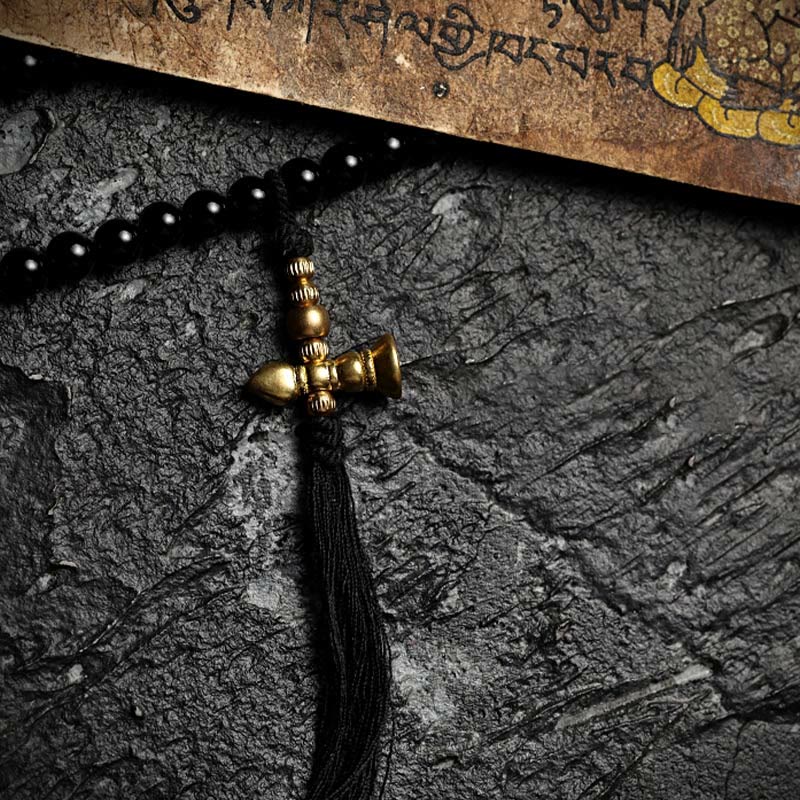Stone of buddha Tibetan 108 Mala Beads Black Onyx Tiger Eye Beads Nine Palaces Bagua Protection Bracelet