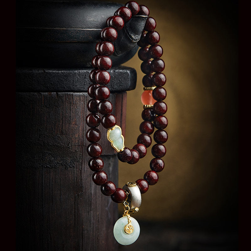 Stone of buddha Chinese Zodiac Natal Buddha Small Leaf Red Sandalwood Jade Red Agate PiXiu Sooth Bracelet