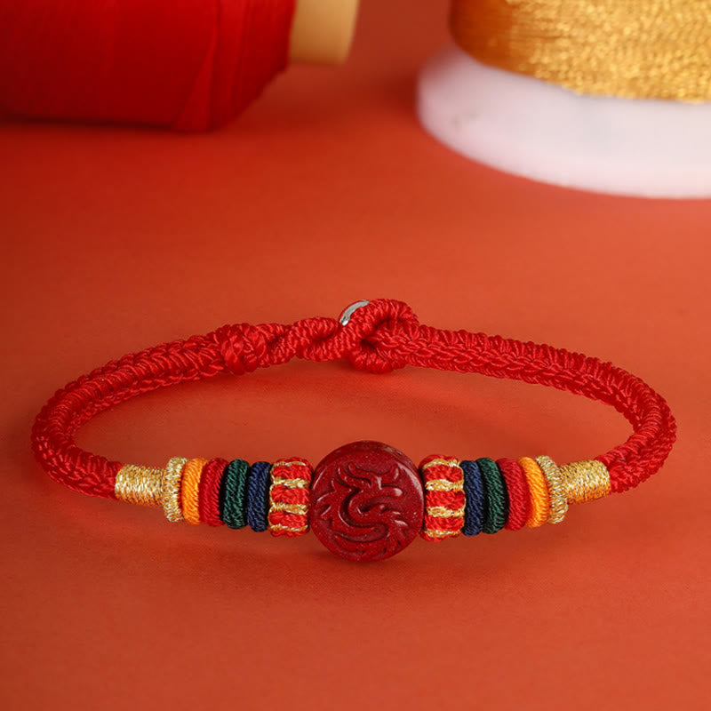 Stone of buddha Year of the Dragon 925 Sterling Silver Chinese Zodiac Cinnabar Auspicious Matches Blessing Bracelet