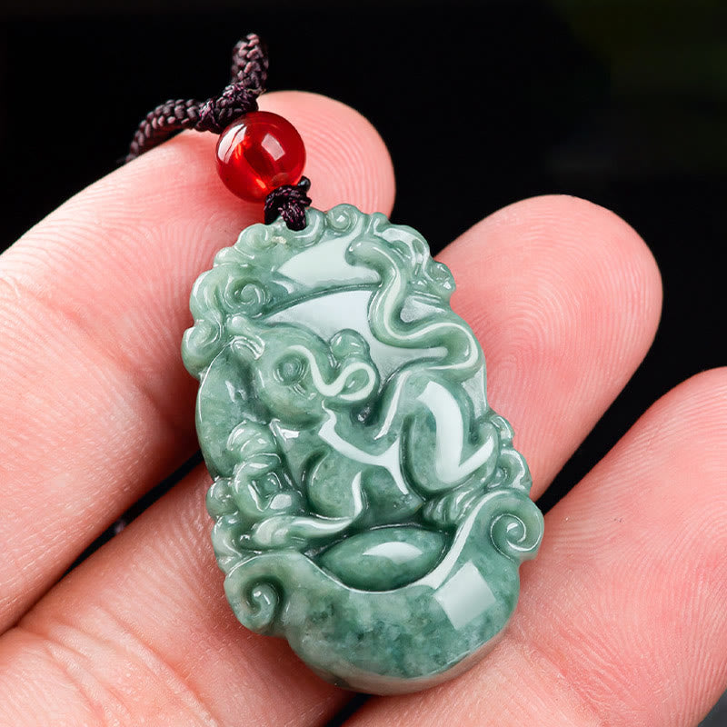 Stone of buddha Natural Jade 12 Chinese Zodiac Prosperity Necklace Pendant