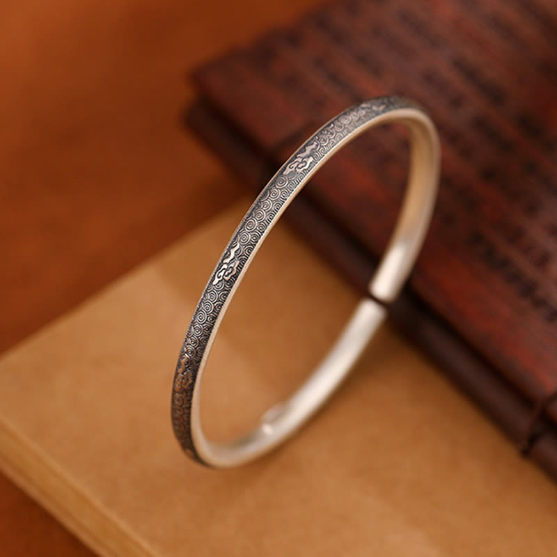 Stone of buddha Vintage 999 Sterling Silver Auspicious Clouds Design Luck Bracelet Bangle