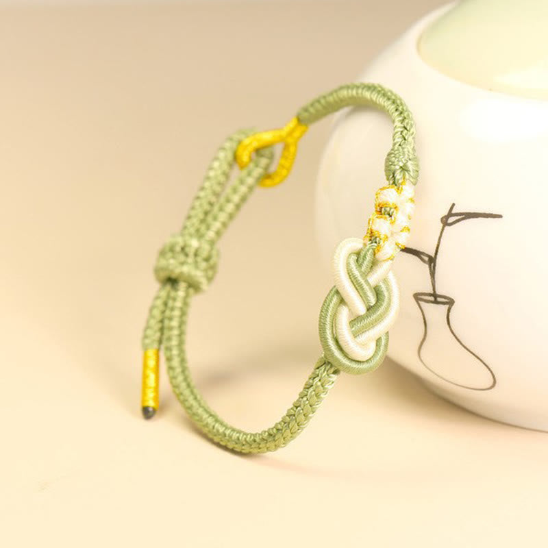 Stone of buddha Handcrafted Eight Thread Peace Knot Peach Blossom Knot Luck Connection Bracelet