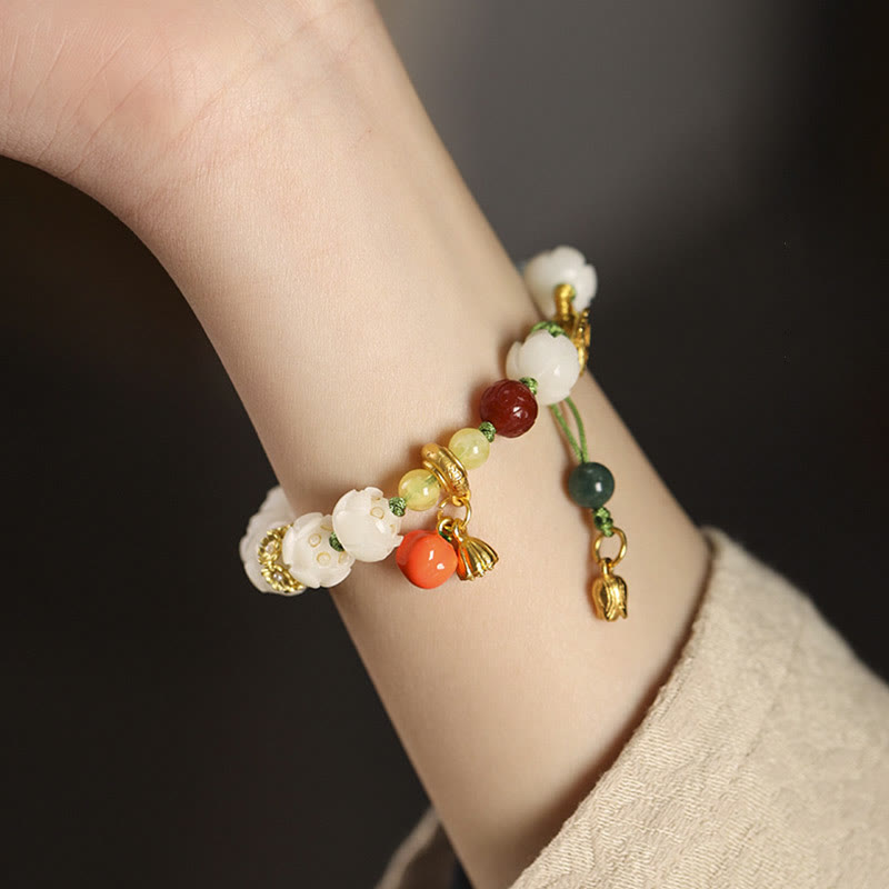Stone of buddha Natural Bodhi Seed Lotus Pumpkin Bead Peace Harmony Bracelet