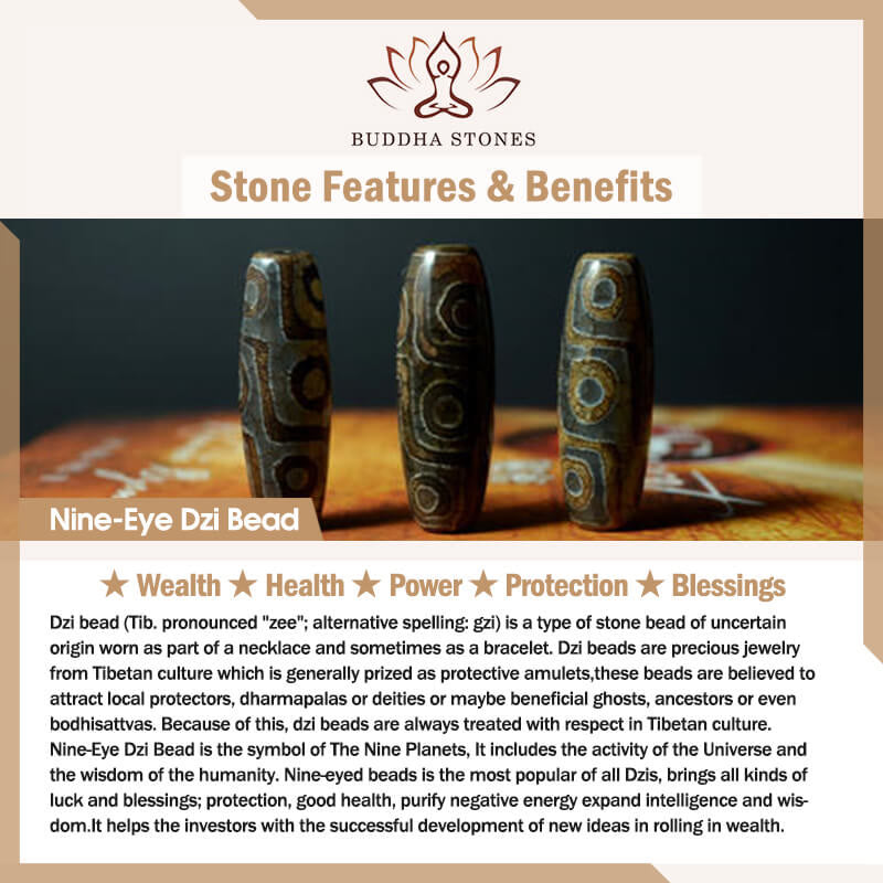 Stone of buddha Tibetan Nine-Eye Dzi Bead Green Sandalwood Ebony Wood Peace Double Wrap Bracelet
