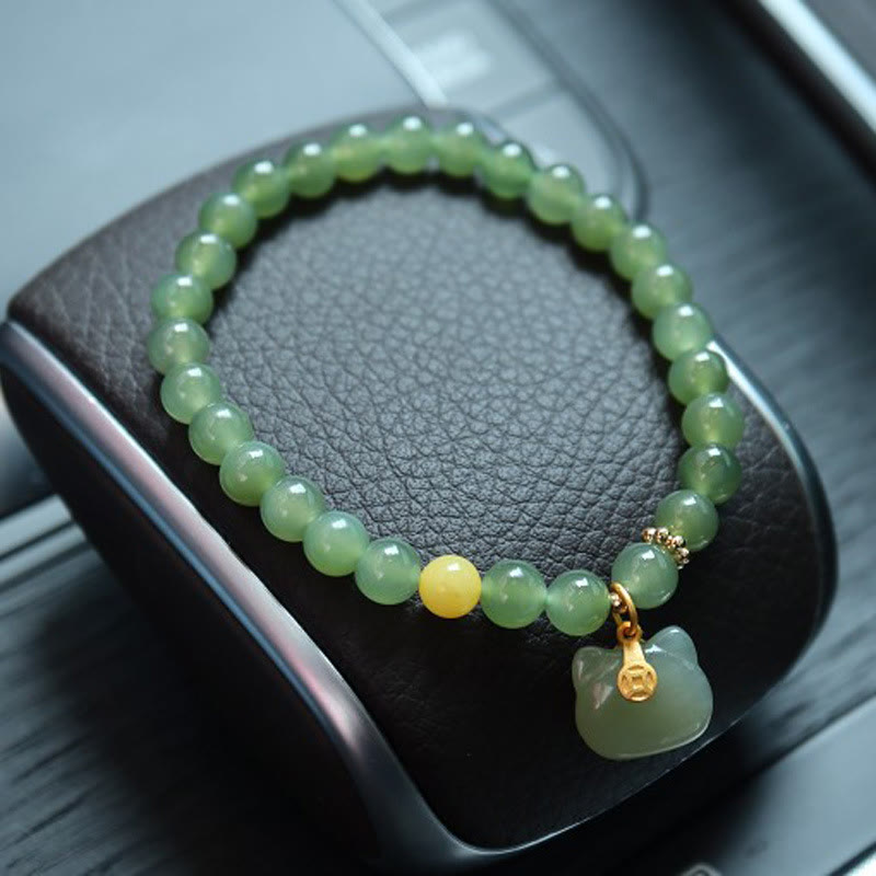 Stone of buddha 925 Sterling Silver Plated Gold Natural Hetian Jade Bead Gourd Lotus Bamboo Fu Character Luck Bracelet