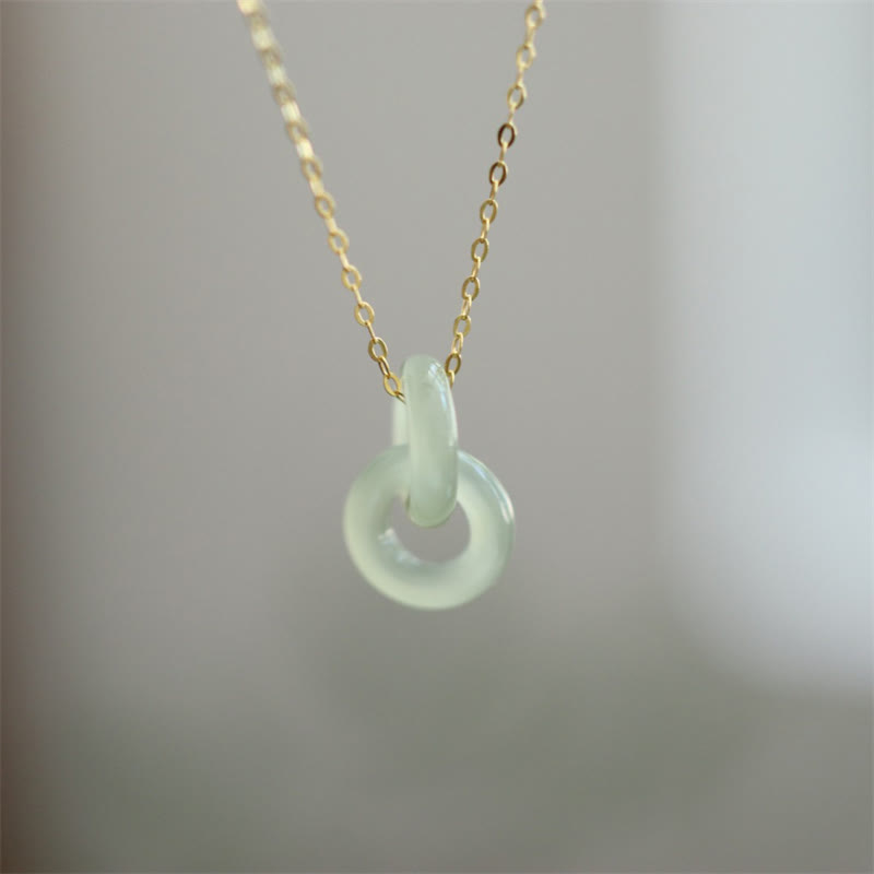 Stone of buddha 925 Sterling Silver Natural Double Peace Buckle Hetain Jade Luck Necklace Pendant