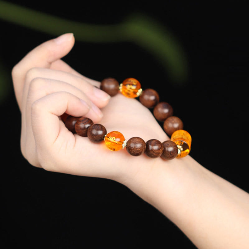 Stone of buddha Natural Phoebe Zhennan Wood Om Mani Padme Hum God Of Wealth Crystal Protection Bracelet