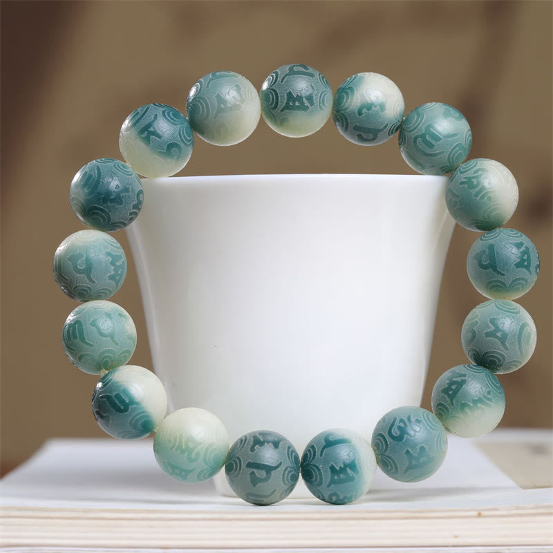 Stone of buddha Bodhi Seed Om Mani Padme Hum Engraved Keep Away Evil Spirits Bracelet