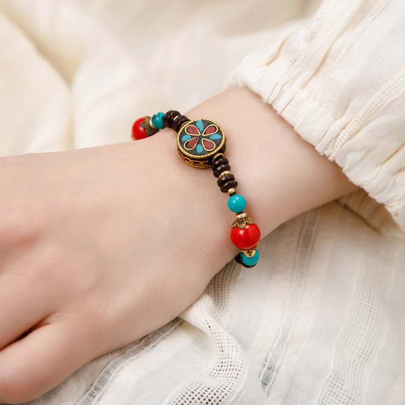 Stone of buddha Tibetan Turquoise Om Mani Padme Hum Protection Strength Bracelet