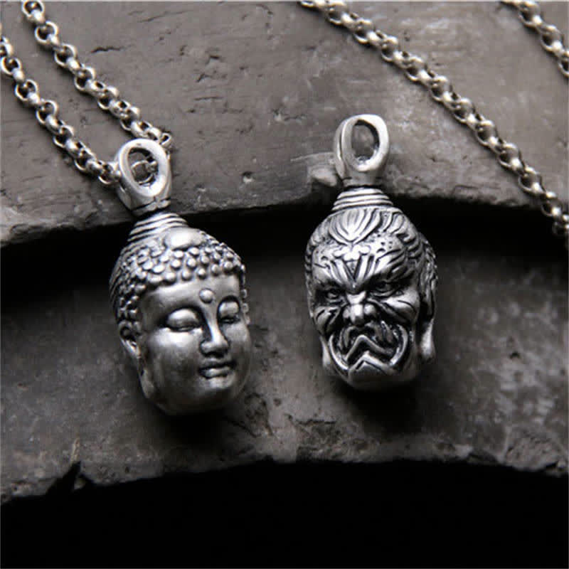 Stone of buddha 999 Sterling Silver Buddha Demon Serenity Necklace Pendant