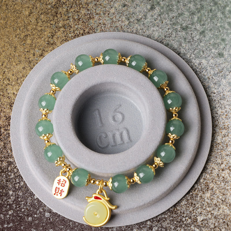 Stone of buddha Year of the Dragon Red Agate Green Aventurine Peace Buckle Fu Character Lucky Fortune Bracelet