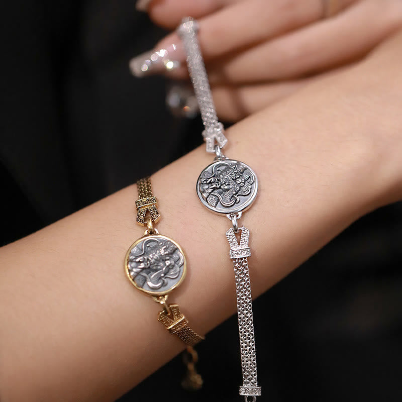 Stone of buddha Tibetan 925 Sterling Silver Zakiram Goddess of Wealth Blessing Protection Bracelet