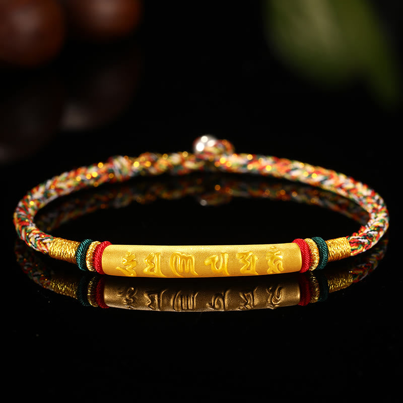 Stone of buddha Tibetan 999 Gold Om Mani Padme Hum Handcrafted Eight Thread Peace Knot Luck Braided Couple Bracelet
