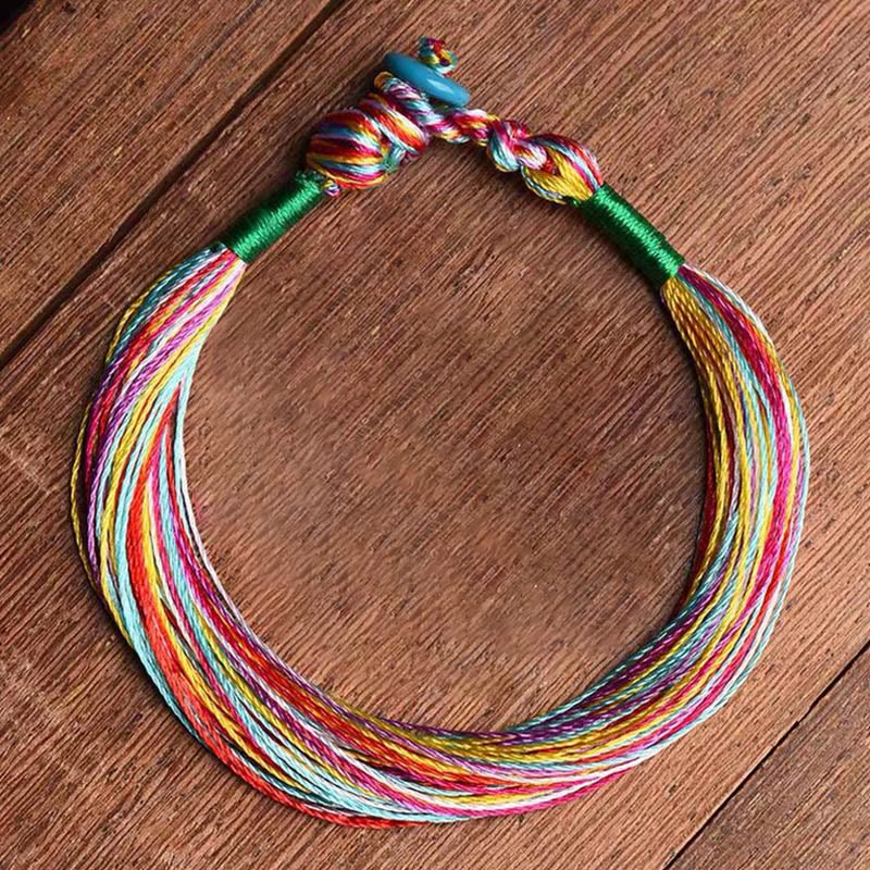 Stone of buddha Tibetan Handmade Five Colorful Thread Dragon Boat Festival Protection Adult Child String Bracelet