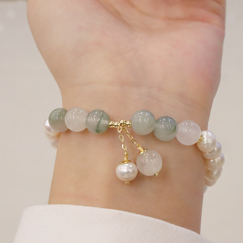 Stone of buddha Natural Pearl Jade Healing Sincerity Bracelet