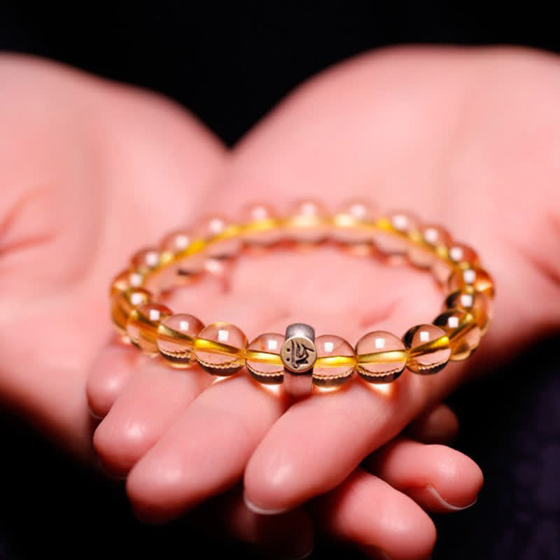 Stone of buddha 925 Sterling Silver Chinese Zodiac Natal Buddha Citrine Protection Bracelet