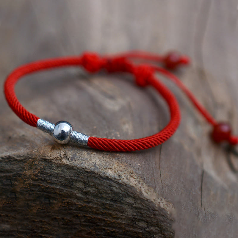 Stone of buddha 925 Sterling Silver Lucky Bead Protection Red String Bracelet