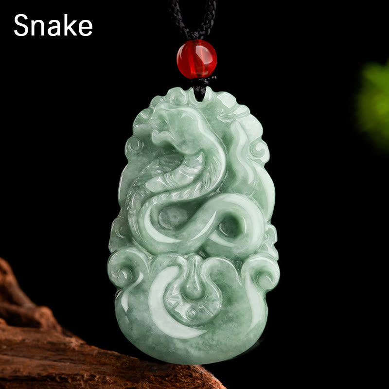 Stone of buddha Natural Green Jade 12 Chinese Zodiac Luck Prosperity Necklace Pendant