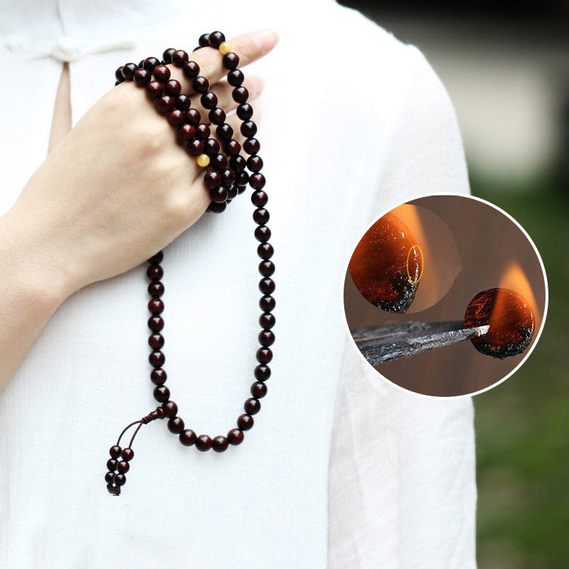 Stone of buddha 108 Mala Beads 4.8 Stars With Gold Star Indian Small Leaf Red Sandalwood Amber Turquoise Chinese Knotting Blessing Bracelet