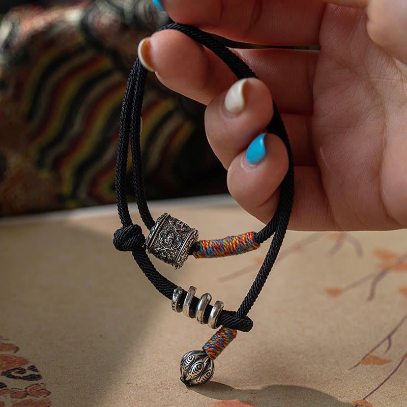 Stone of buddha Tibetan Om Mani Padme Hum Carved Amulet Double Wrap Bracelet
