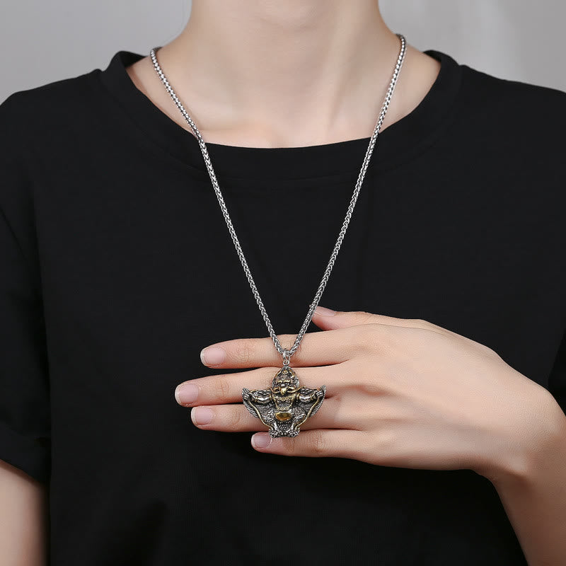 Stone of buddha Tibet Garuda Bird Copper Protection Necklace Pendant