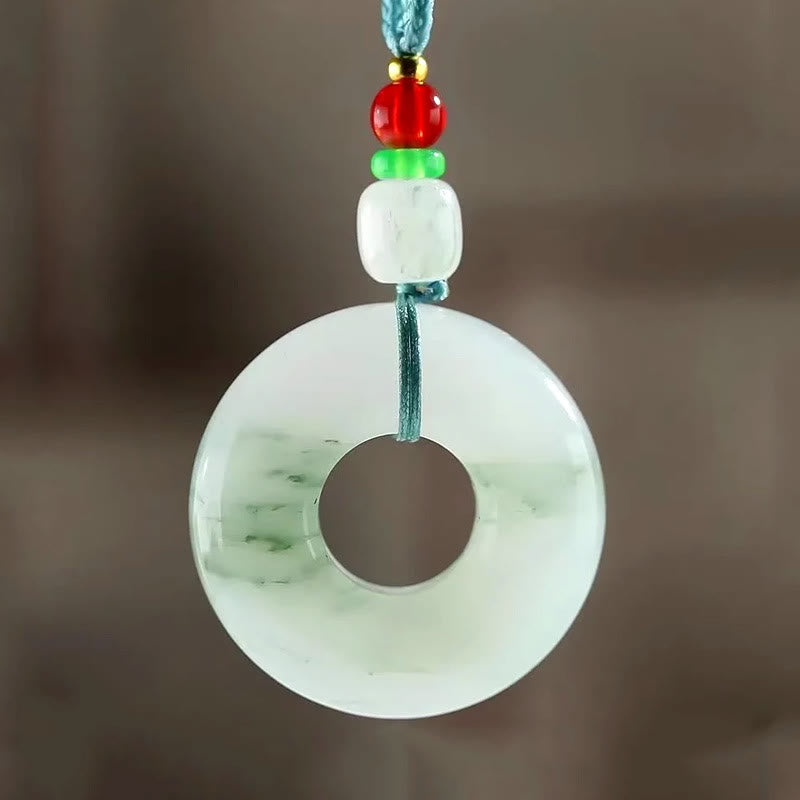 Stone of buddha Natural Jade Peace Buckle Prosperity Necklace Pendant