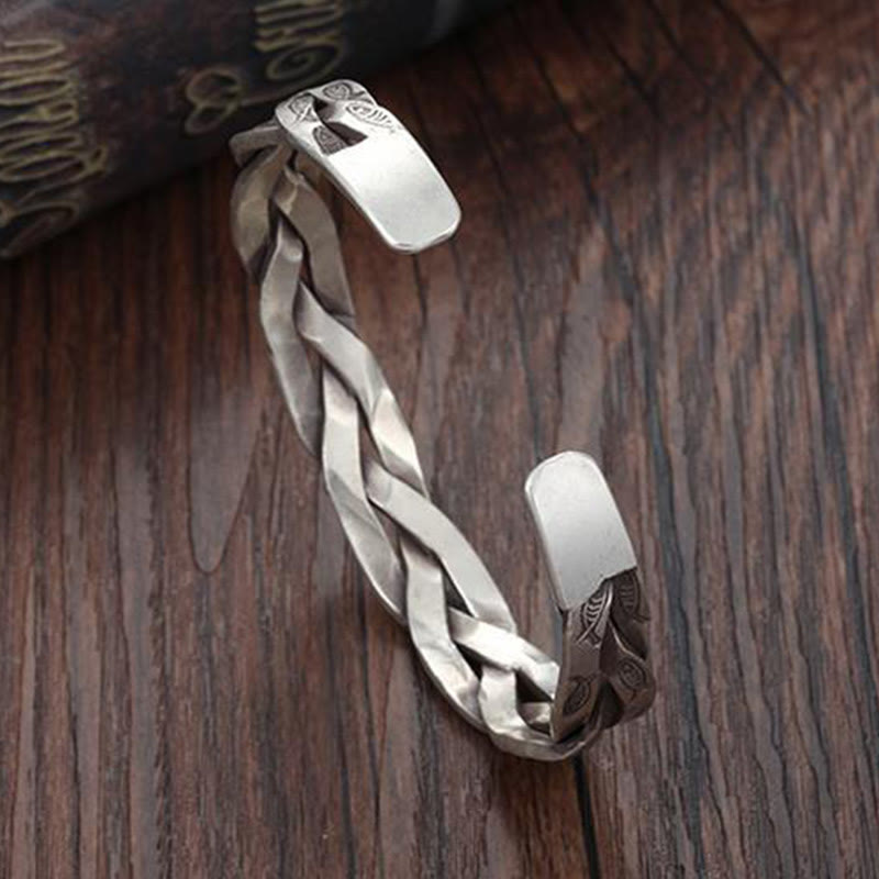 Stone of buddha Koi Fish Twisted Design Luck Wealth Cuff Bracelet Bangle