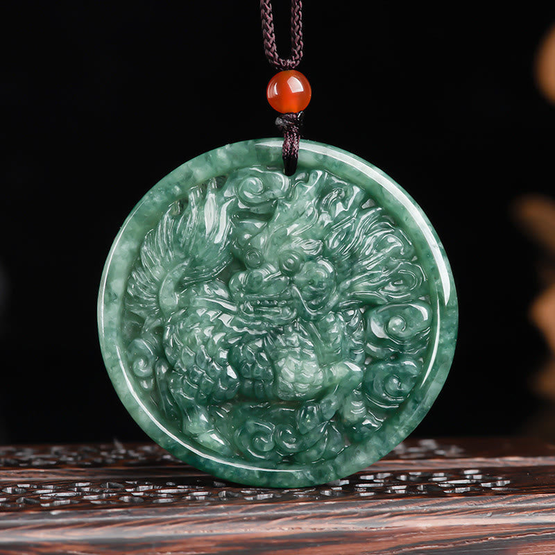 Stone of buddha Natural Jade Kirin Abundance String Necklace Pendant
