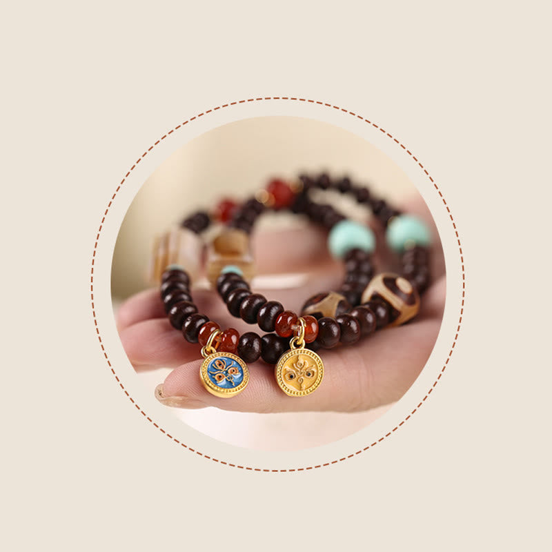 Stone of buddha Natural Tibet Purple Bodhi Seed Dzi Bead God of Wealth Wisdom Bracelet