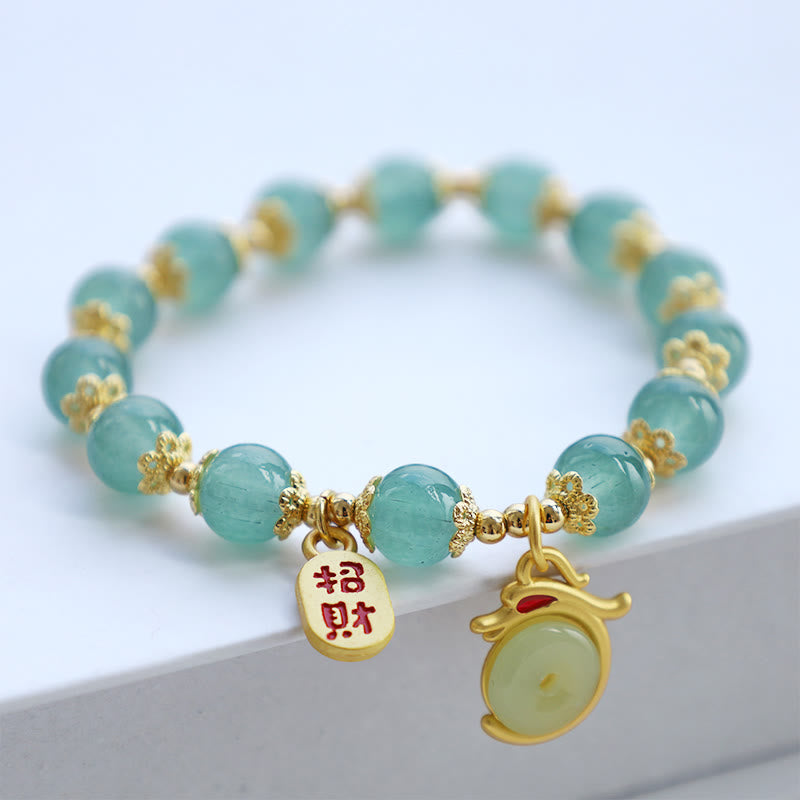 Stone of buddha Year of the Dragon Red Agate Green Aventurine Peace Buckle Fu Character Lucky Fortune Bracelet