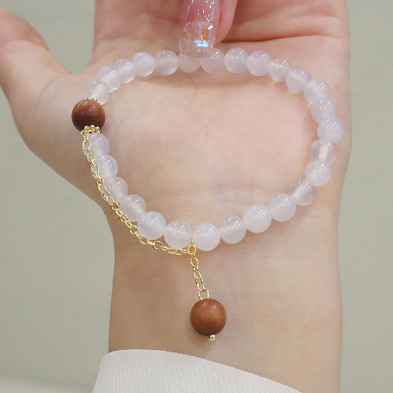 Stone of buddha Sandalwood Cat's Eye Fu Character Charm Protection Bracelet