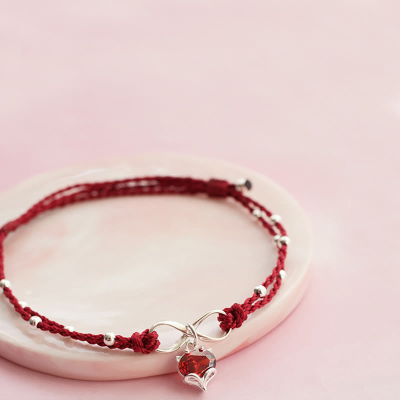 Stone of buddha Love Heart Infinity Symbol Braided String Anklet