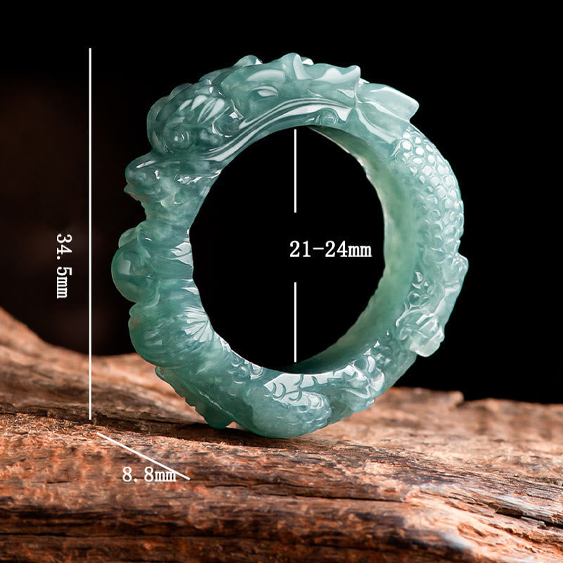 Stone of buddha Natural Jade Dragon Success Ring