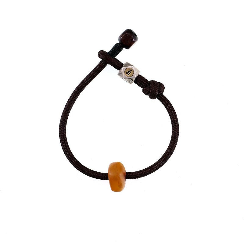 Stone of buddha 925 Sterling Silver Chinese Zodiac Natal Buddha Natural Amber Clear Anxiety Bracelet