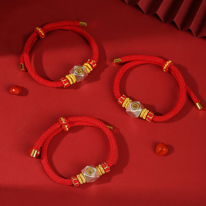 Stone of buddha 999 Sterling Silver Chinese Zodiac Natal Buddha Red Rope Luck Strength Handcrafted Kids Bracelet