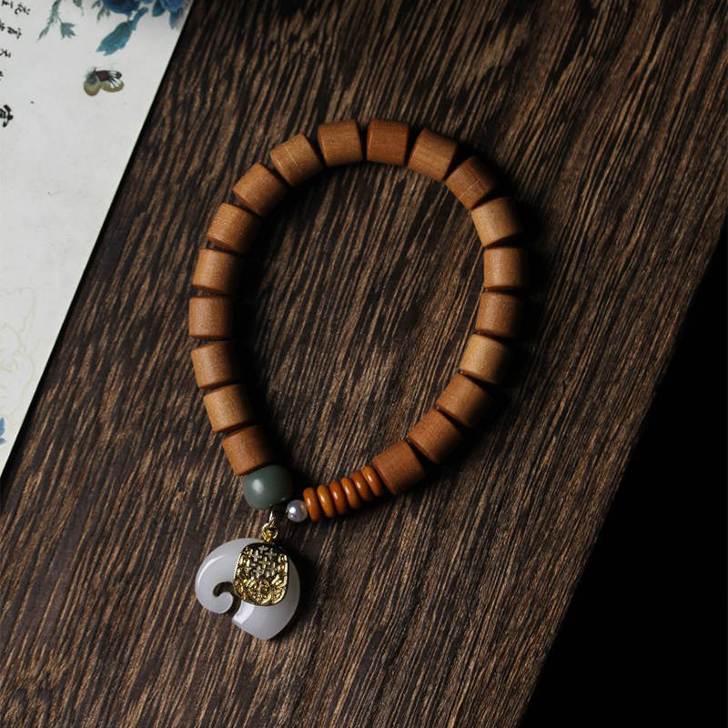 Stone of buddha Sandalwood Jade Elephant Protection Bracelet