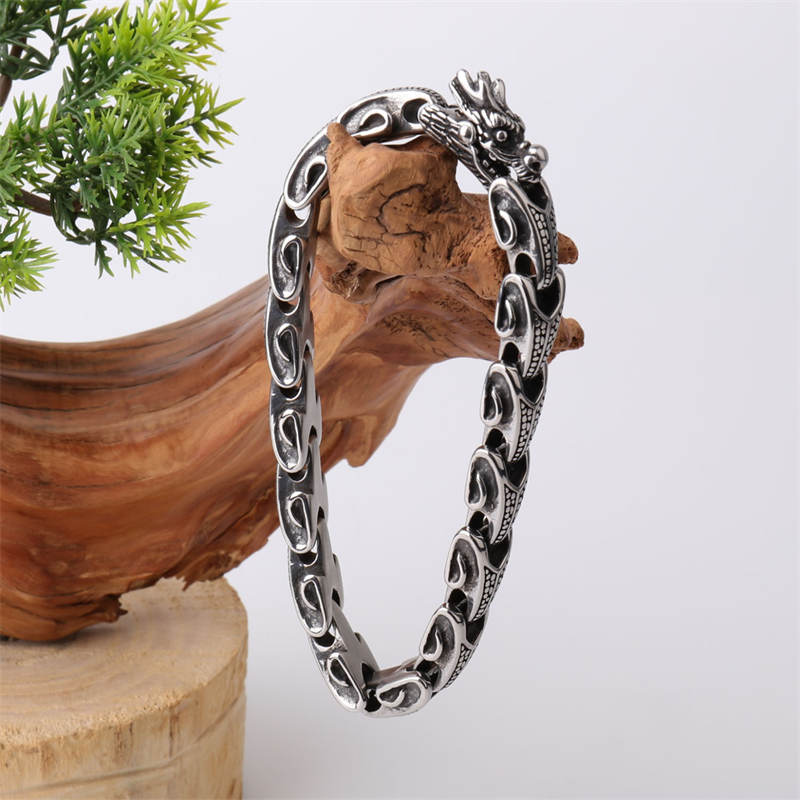 Stone of buddha Dragon Titanium Steel Luck Bracelet Bangle