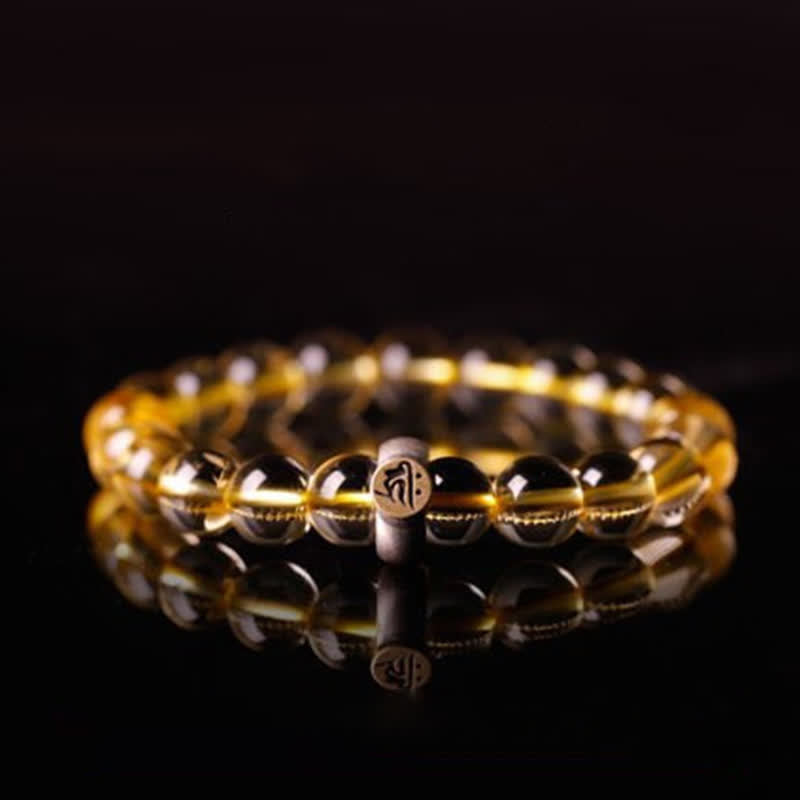 Stone of buddha 925 Sterling Silver Chinese Zodiac Natal Buddha Citrine Protection Bracelet