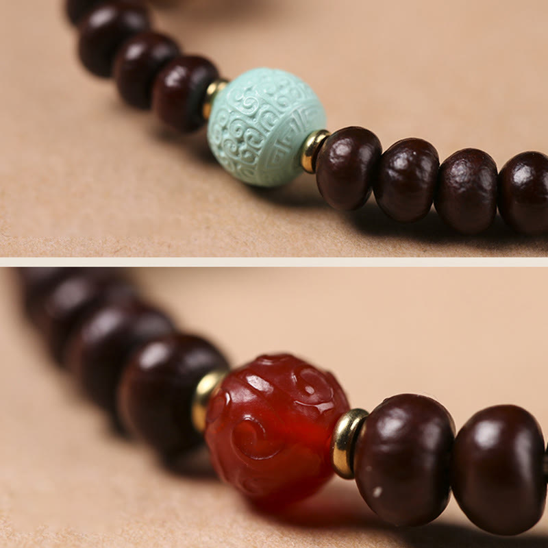 Stone of buddha Natural Tibet Purple Bodhi Seed Dzi Bead God of Wealth Wisdom Bracelet
