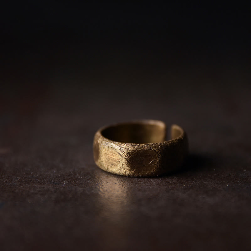 Stone of buddha Tibetan Simple Design Copper Brass Frosted Wealth Ring
