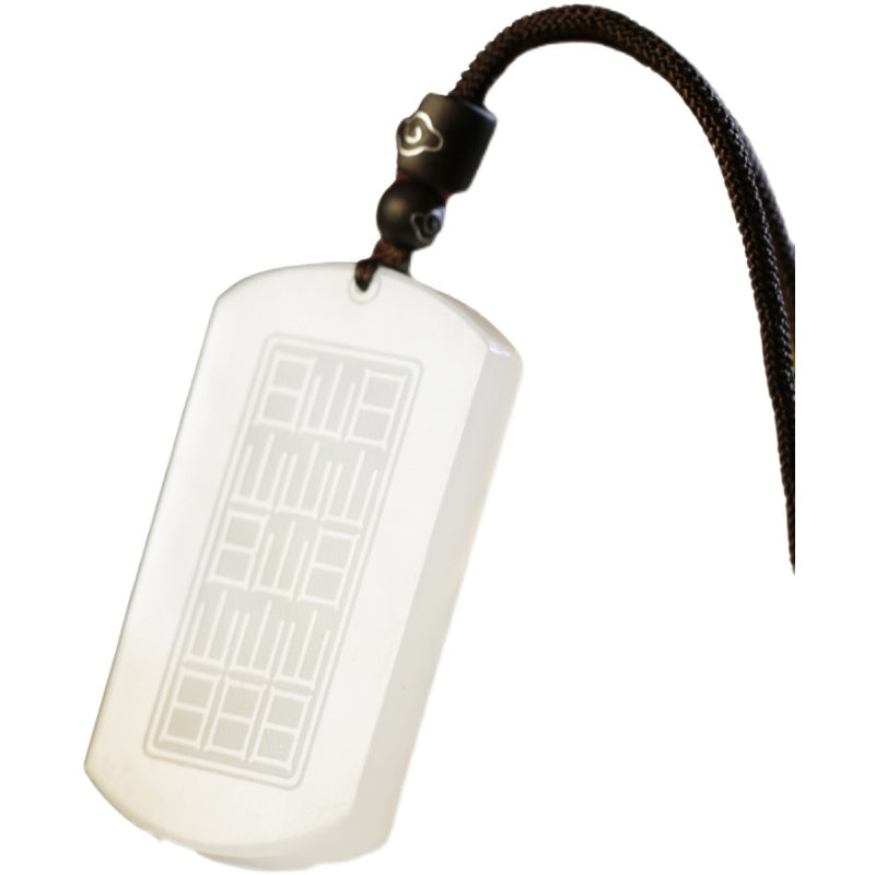Stone of buddha White Jade PiXiu Yin Yang Luck Protection Necklace Pendant
