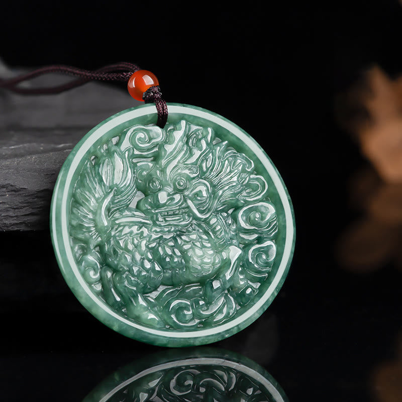 Stone of buddha Natural Jade Kirin Abundance String Necklace Pendant